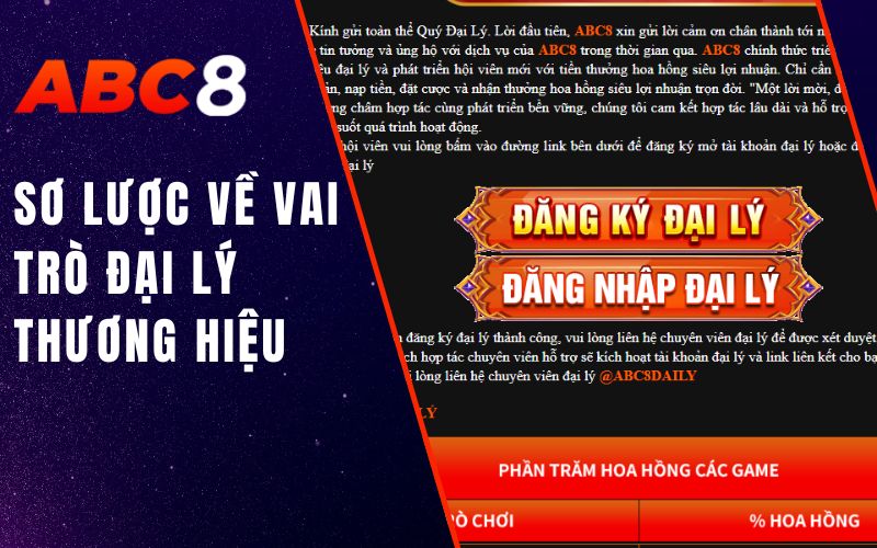Đại Lý ABC8 - Cơ Hội Kiếm Nguồn Thu Nhập Mơ Ước Cùng Đối Tác 1 sơ lược về vai trò đại lý thương hiệu